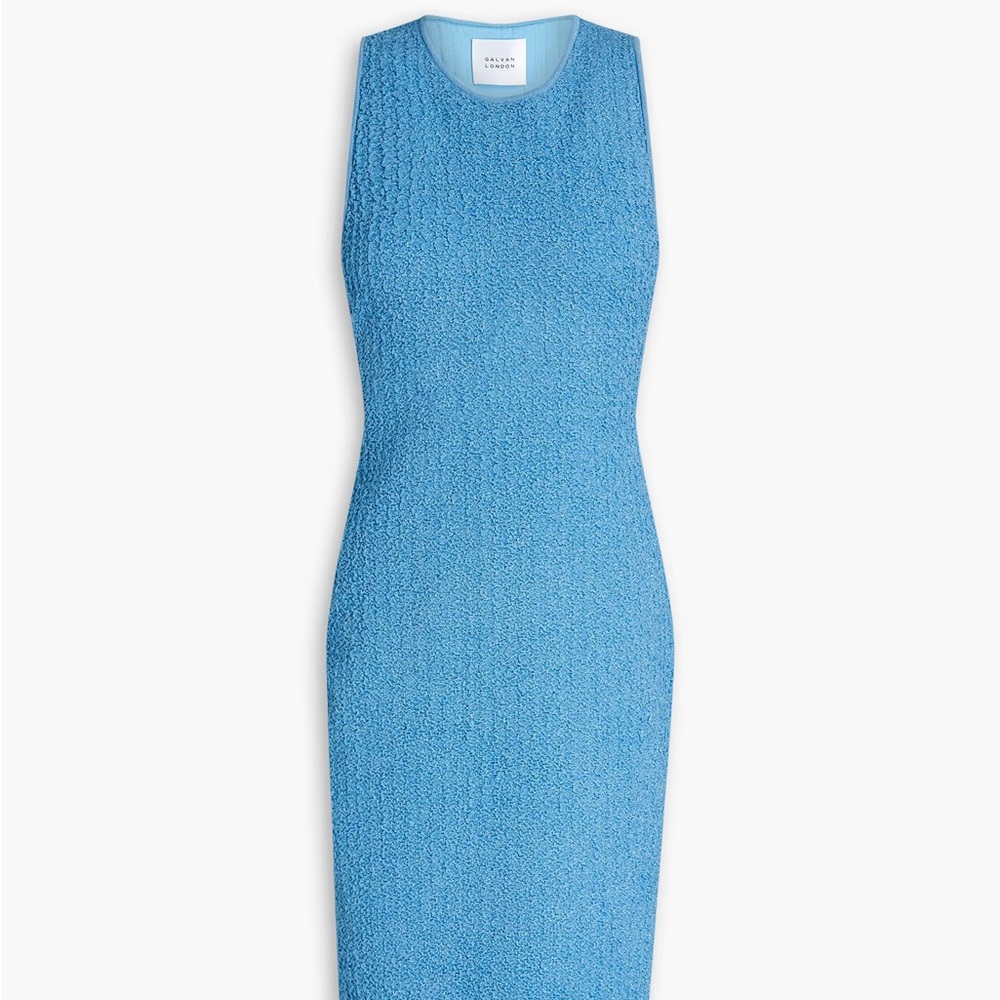 NWOT GALVAN LONDON Selene metallic textured-knit midi dress SMALL